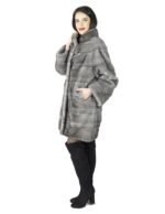 42 Coat woman light gray mink fur long horizontal Braschi Studio B - Image 3
