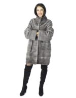 42 Coat woman light gray mink fur long horizontal Braschi Studio B - Image 5