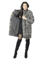 42 Coat woman light gray mink fur long horizontal Braschi Studio B - Image 8