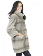 Мех норки серебряных крючки 46 синих кнопок кратеров шеи меха норки норка Nerzpelzes fourrure Vison — изображение 4