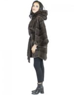 Jacket cape mink fur cap 48 with dove-colored visible inner belt - Image 3