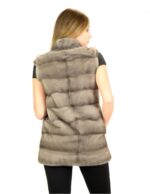 42 mink vest horizontal silverblue high collar mink fur Nerz fourrure de vison - Image 6