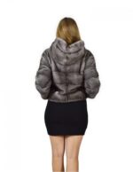 48 horizontal Nerz Pelzjacke blau irish Kapuze fourrure de vison Nerzpelzes Nerz – Bild 6