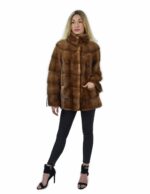 44 Jacke 71cm goldfarbenes Fell Nerz ganze Haut horizontaler Pistagna-Kragen – Bild 5