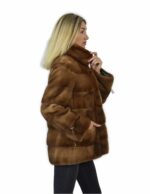 44 Jacke 71cm goldfarbenes Fell Nerz ganze Haut horizontaler Pistagna-Kragen – Bild 4