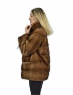 44 Jacke 71cm goldfarbenes Fell Nerz ganze Haut horizontaler Pistagna-Kragen – Bild 3