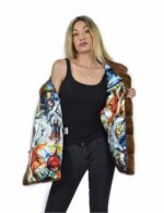 44 Jacke 71cm goldfarbenes Fell Nerz ganze Haut horizontaler Pistagna-Kragen – Bild 7