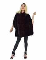 48-54 mink cape horizontal burgundy full leather lining and silk piping - Image 4