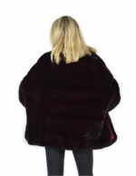 48-54 mink cape horizontal burgundy full leather lining and silk piping - Image 5