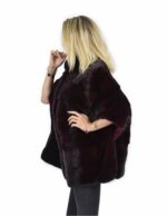 48-54 mink cape horizontal burgundy full leather lining and silk piping - Image 2