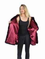 48-54 mink cape horizontal burgundy full leather lining and silk piping - Image 6