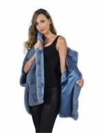 44-50 норки накидки горизонтальных вся кожа голубой порошок с шелковой подкладкой и трубопроводами — изображение 7