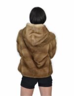 44 Giacca colore redglow pelliccia visone pelle intera orizzontale 61 centimetri cappuccio