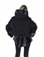 56 Persian fur jacket with rex fur hood edged black and blue - Image 5
