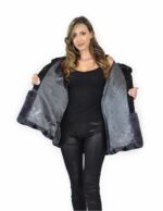 56 Persian fur jacket with rex fur hood edged black and blue - Image 6