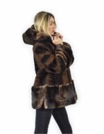 56 Persian fur jacket with rex fur hood edged brown color - Image 3