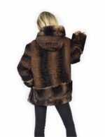 56 Persian fur jacket with rex fur hood edged brown color - Image 5
