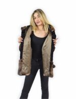56 Persian fur jacket with rex fur hood edged brown color - Image 6