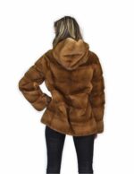 46 Giacca 71 centimetri colore gold pelliccia visone pelle intera orizzontale cappuccio