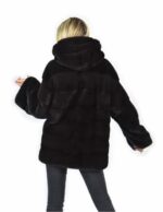 Nerzpelzmantel Größe 46 Hautfarbe horizontal ganz aurora Hülse lang mit Kapuze – Bild 6