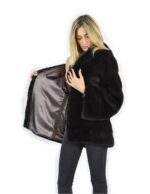 Nerzpelzmantel Größe 46 Hautfarbe horizontal ganz aurora Hülse lang mit Kapuze – Bild 7