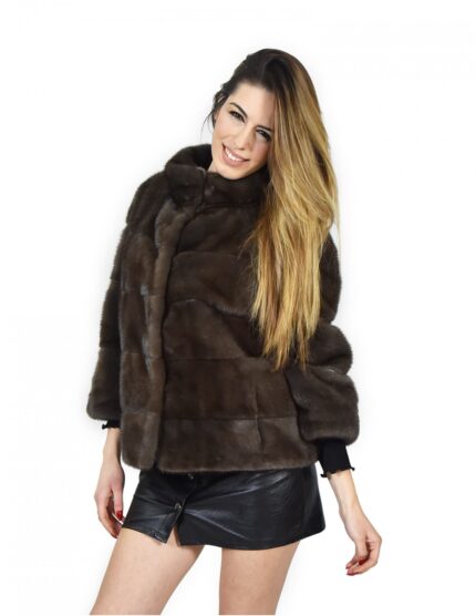 46 Giacca in pelliccia di visone orizzontale demi buff fur mink Nerz pelz мех норки