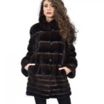 Cappotto 46 pelliccia visone pelle intera orizzontale Braschi Toffee marrone