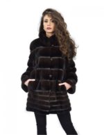 Cappotto 46 pelliccia visone pelle intera orizzontale Braschi Toffee marrone