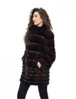 Coat 46 fur mink full skin horizontal Braschi Toffee brown - Image 3