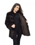 Coat 46 fur mink full skin horizontal Braschi Toffee brown - Image 7