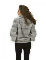 Pelzjacke 40 in Vollleder horizontaler Nerz Saphirhülle 3/4 – Bild 6