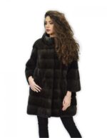 Cappotto 50 aurora pelliccia visone pistagna pelli intere 82cm manica 3/4
