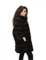 Cappotto 50 aurora pelliccia visone pistagna pelli intere 82cm manica 3/4