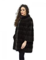 Cappotto 50 aurora pelliccia visone pistagna pelli intere 82cm manica 3/4