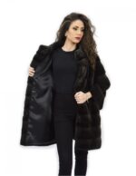 Cappotto 50 aurora pelliccia visone pistagna pelli intere 82cm manica 3/4