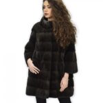Cappotto 54 aurora pelliccia visone pistagna pelli intere 82cm manica 3/4