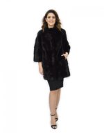 Coat 42 black fur mink track work whole skins 82cm sleeve 3/4 - Image 5