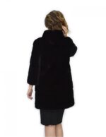 Cappotto 50 nero pelliccia visone pistagna pelli intere 82cm manica 3/4