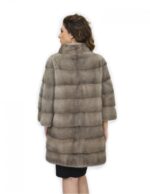 Coat 42 silver blue fur mink pistachio whole skins 82cm sleeve 3/4 - Image 6