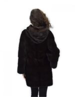 long sleeve leather coat 42 mahogany mink fur hood belt - Image 6