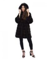 Coat aurora 52 mink fur hood leather belt long sleeve - Image 5