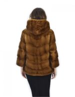 42 Mantel 62 cm Fell goldener Nerz horizontal quer Kapuzenärmel 3/4 – Bild 6