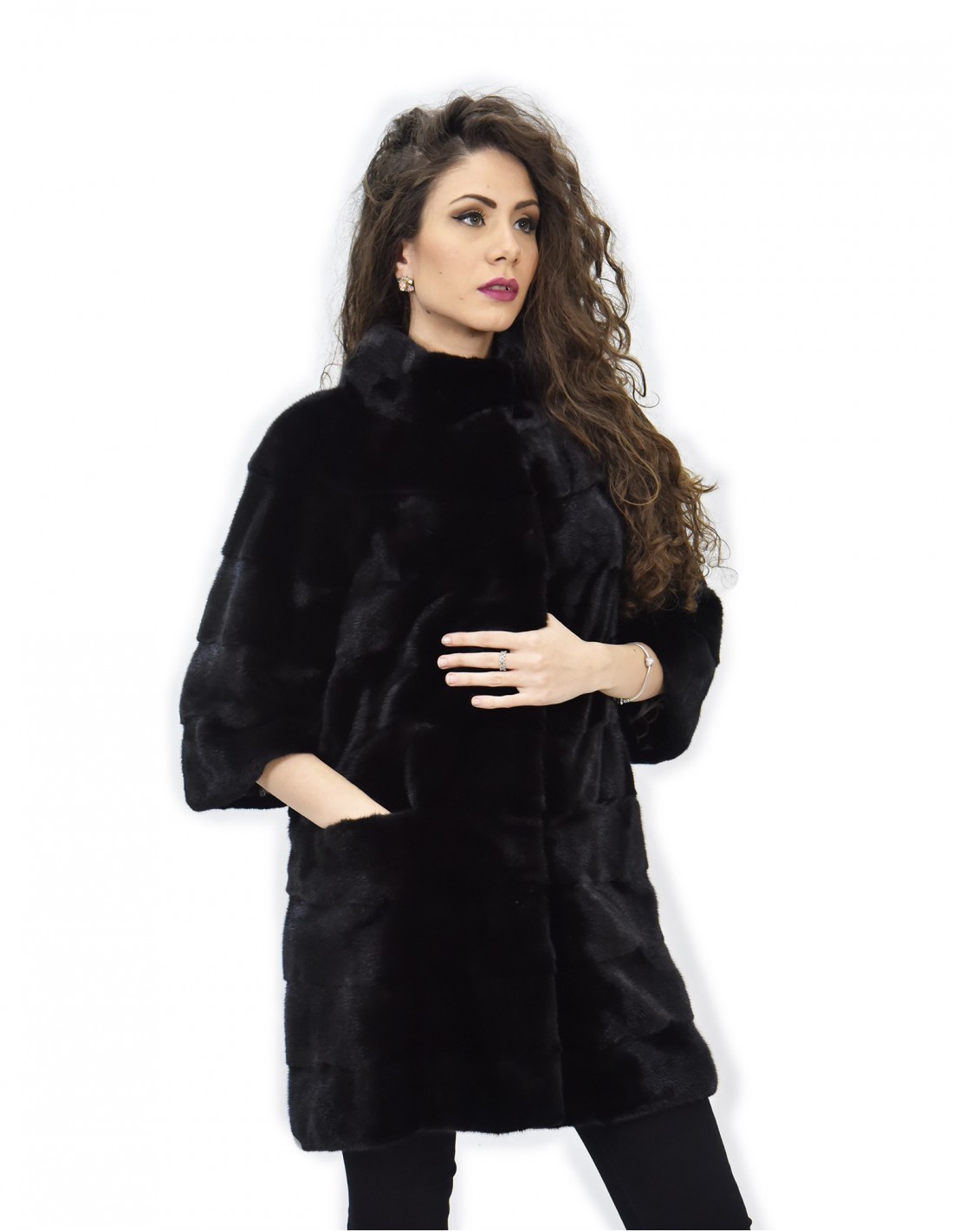 Coat size 50 84 cm horizontal mink mug piping pockets - Image 4