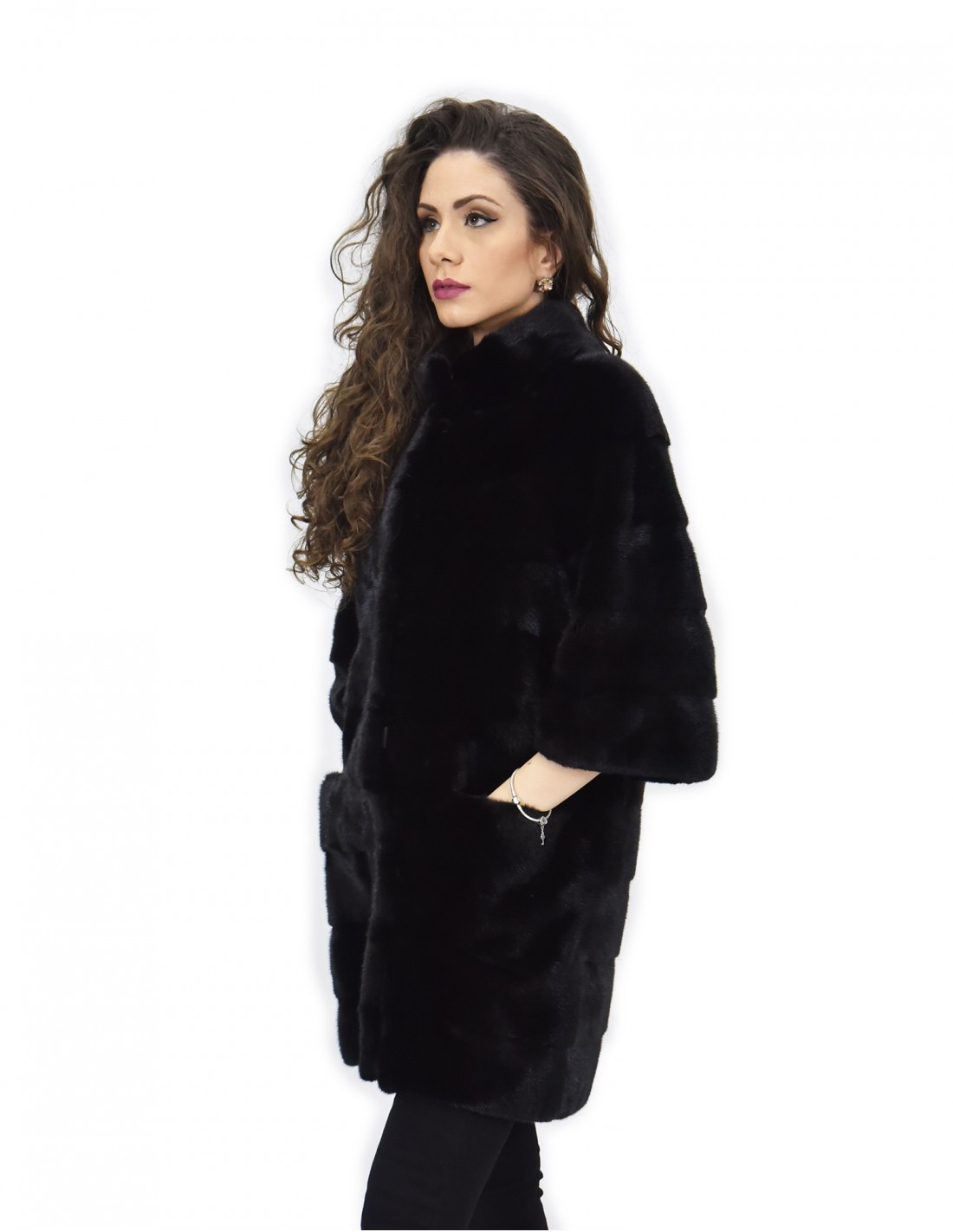 Coat size 50 84 cm horizontal mink mug piping pockets - Image 3