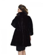 Black coat belt leather 52 fur mink horizontal pistachio collar - Image 6