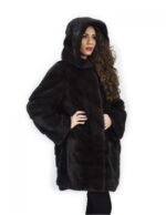 Fell aurora 48 horizontaler Nerz und quer fell Kapuze 88 cm – Bild 4