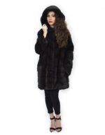 Fell aurora 52 horizontaler Nerz und querfellkapuze 88 cm – Bild 5