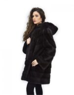 Fell aurora 52 horizontaler Nerz und querfellkapuze 88 cm – Bild 3