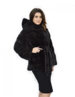 Aurora hood 46 coat fur horizontal mink drawstring bottom and wrists - Image 4