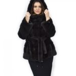 Aurora cappuccio 50 cappotto pelliccia visone orizzontale coulisse fondo e polsi
